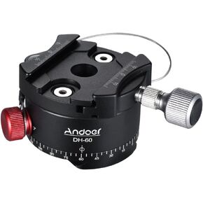 Andoer DH-60 Panoramic Ball Head Indexing Rotator HDR Tripod Head CNC Aluminum Alloy Max. Load 33Lbs for Canon Nikon Sony DSLR Camera