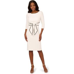 Adrianna Papell Women's Stretch Crepe Tie Front Dress with Contrast Tipping