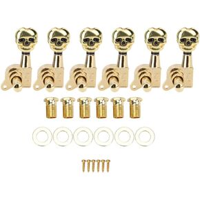 6 Pcs Guitar Tuning Peg, Golden Skull-Shaped Guitar Machine Head String Tuner Key for Electric Guitar and Bass