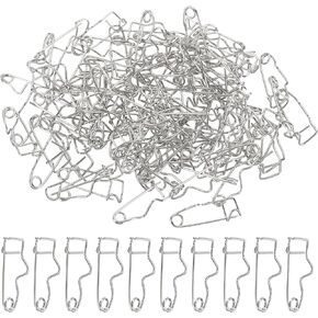 PATIKIL Safety Pin, 100 Pcs Steel Wire S-Shaped Curved Pins 0.7" Sturdy Bulk Pins for Cloth Blankets Craft DIY Jewelry Making, Silver