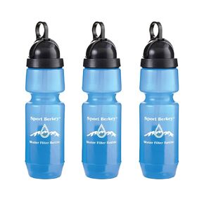 3-Pack of Sport Berkey Water Filter Bottles Ideal for Off-Grid, Emergencies, Hiking, Camping, Traveling and Everyday Use at Home, Work or School