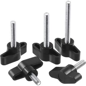 20Pcs M6 x 13mm Thumb Screws Wing Knob Bolt Black Plastic Male Thread Clamping Screw Knob for Quick Remove or Replace Hand Tightening Knob