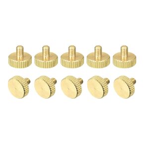 uxcell Knurled Thumb Screws, M5x8mm Flat Brass Bolts Grip Knobs Fasteners for PC, Electronic, Mechanical 10Pcs