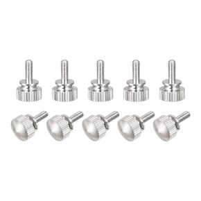 uxcell Knurled Thumb Screws, M4x12mm Brass Shoulder Bolts Grip Knobs Fasteners, Nickel Plated 10Pcs