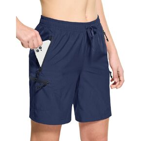 CQR Women's Acadia Hiking Cargo Shorts, Lightweight Outdoor Athletic Shorts, Summer Golf Shorts with Zipper Pockets