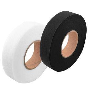 JJHXSM 2PCS Iron on Rolled Edge Sewing Tape 0.59 Inch Black and White Fusible Crimp Tape Suitable for Making Fabric Art and DIY Craft