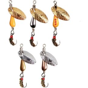 Trout Spinners, Fly Trout Fishing Lures for Bass Salmon Pike, Fishing Spinner Kit Smallmouth Bass Lures with Brass Spinner for Lake River Fishing