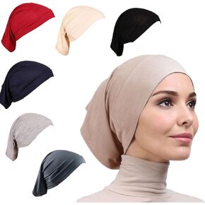 TanQiang 6 Pcs Women Under Scarf Hat Cap Bone Bonnet Hijab Islamic Neck Cover Muslim Under Scarf Hijab Cap, 7, Medium