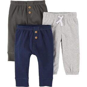 Carter's Baby Boys' 3-Pack Pants, Grey/Navy