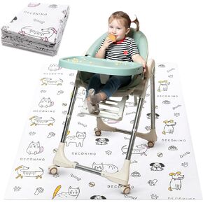 Extra Durable Waterproof Disposable Splat Mat for Under High Chair | 30 Count | Food Catcher and Floor Cover - Floor Protection for Feeding Your Toddler or Baby
