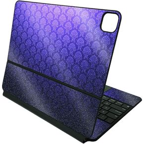 MightySkins Glossy Glitter Skin Compatible with Apple Magic Keyboard for iPad Pro 12.9" (3rd-6th Generation) - Black Damask | Protective, Durable High-Gloss Glitter Finish | Made in The USA in Kuwait