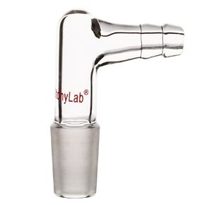 stonylab Glass 90 Degree Vacuum/Gas Adapter, Borosilicate Glass Bent Inlet Adapter with 19/22 Inner Joint and Hose for Laboratory Lab Supply