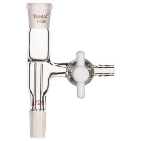 stonylab Borosilicate Glass Vacuum Flow Control Adapter with Standard 24/40 Joint and Side PTFE Stopcock for Lab Supply
