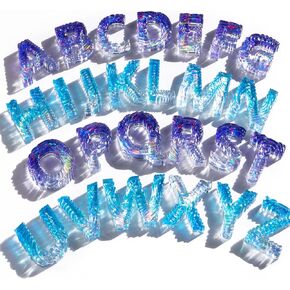 LET'S RESIN Letter Molds for Resin, Ocean Wave Texture Alphabet Resin Molds Silicone, Large Silicone Letter Molds for Resin, Tabletop Signs, Keychains, White, ELR00246