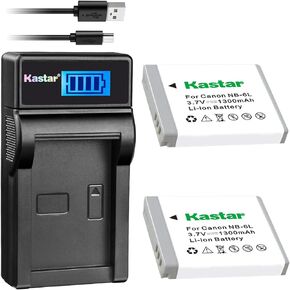 Kastar Battery (X2) & LCD Slim USB Charger for Canon NB-6L and PowerShot SX710 HS SX530 HS SX520 HS SX510 HS SX500 IS SX700SX280 SX260 SX170 SD1300 SD1200 SD980 SD770 SD1300D30 D20 D10 IXUS 85 95 200