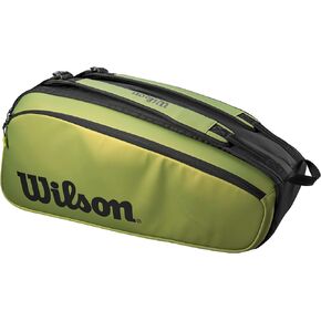 WILSON Blade V8 Super Tour Tennis Racket Bag - Green/Black, Holds up to 9 Rackets