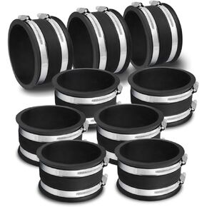 POWERTEC 70149-P9 4 Inch Dust Control Flex Cuff with Steel Hose Clamps, Hose Connector Rubber Cuff Coupler for Woodworking Dust Collection Fittings, Dust Collector Accessories & Machinery, 9 PK