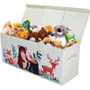 decalsweet Unicorn Extra Large Toy Box Chest with Flip Lid for Kids, Collapsible Oxford Toy Storage Box with Handles Mesh Pockets, Sturdy Waterproof Toy Box for Bedroom Playroom, 37.7×12.5×15.7 Inch