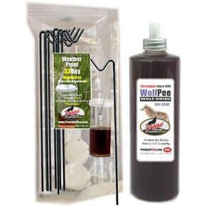 PredatorPee 100% Pure Wolf Urine 16oz Bottle Combo with 33 Day Dispensers
