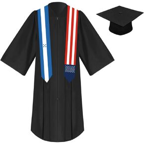 2024 Unisex St 72 Inch Honduras Flag and USA Flag Mixed Graduation Stole Sash Graduation Scarf For Graduation's Day (Baccalaureate Gown and Hat Not Included)