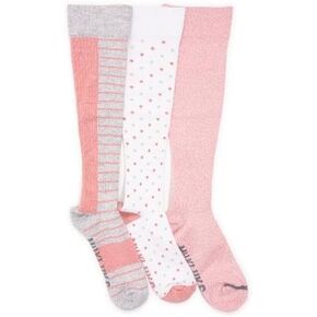 MUK LUKS Women's 3 Pack Cotton Compression Knee-High Socks, Pink, OS