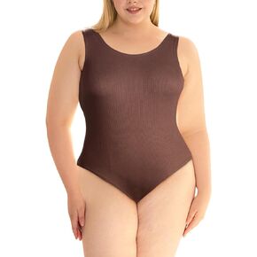 Moon Wood Plus Size Bodysuits for Women Sleeveless Crew Neck Body Suits Tank Tops with Snap Closure