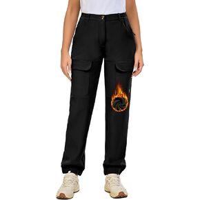 Little Donkey Andy Winter Warm Fleece Lined Pants for Women Water Resistance Outdoor Cargo Snow Ski Hiking