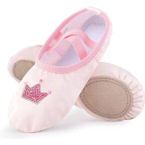 MOLLDAN Girls Satin Dance Shoes Ballet Slipper Flats Split Leather Sole (Toddler/Little Kid/Big Kid)