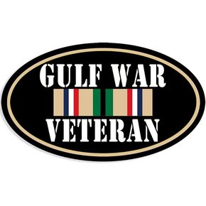 Oval Gulf War Veteran Sticker (Served War Ribbon US Army Vinyl Decal for car or Laptop (3 x 5 inch)