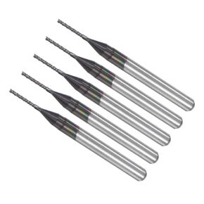 CoCud End Mill CNC Router Bits, 1/8" Shank 6mm Cutting 0.8mm Dia, Diamond Film Tungsten Carbide Milling Cutter Left Hand - (Applications: for CNC Drilling Engraving), 5-Pieces