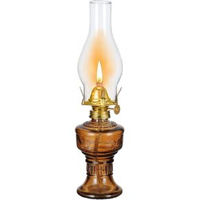 Vintage Glass Chamber Oil Lamps for Indoor Use Rustic Brown Kerosene Lamp Lantern 12.6 Inch Home Decor Lighting Classic Emergency Hurricane Lamps for Emergency Lighting