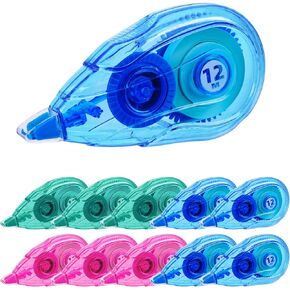 White Out Correction Tape, 10 Pack Tape white out Easy To Use Applicator for Instant Corrections, 39 ft Each Whiteout Tape for Study Supplies and Office Products Three colors