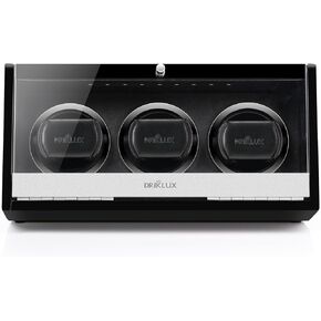 صندوق لف ساعة أوتوماتيكي صامت بإضاءة LED من DRIKLUX مع دعامة حاصلة على براءة اختراع ولمسة نهائية من طلاء البيانو in Kuwait