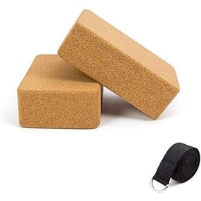 MOONMEOW Cork Yoga Blocks (Set of 2), High Density Solid Natural Cork Yoga Brick with Non-Slip Surface, for Stretching, Aligning, and Balancing