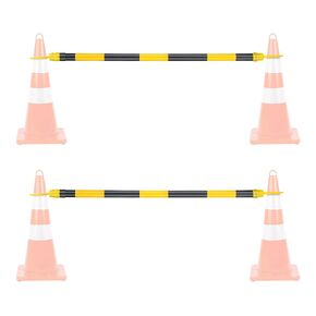 BATTIFE 2 Pack Retractable Traffic Cone Bar from 4ft to 6.9ft, Expandable Cone Bar for Traffic Road Parking use, White/Red [ Cone Not Include ]