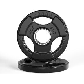 LIONSCOOL 2-Inch Rubber Coated Olympic Grip Plate in Pairs or Single for Strength Training, Weightlifting and Bodybuilding, Solid Cast Iron Weight Plates for Barbell, 2.5-45LBS, One Year Warranty