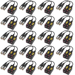 eoere 20 Pairs Passive HD BNC Video Balun Transceiver Transmitter AHD/TVI/CVI/CVBS Cable Connectors for 720P/960P/1080P/3MP/5MP/8MP CCTV Security Cameras
