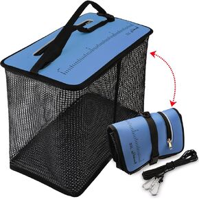 Dovesun Floating Fishing Basket, Collapsible Fish Basket Portable Fishing Net Quick-Drying Rubber Coated Fishing Bait Storage Cage 5-10 Gallons