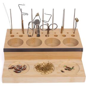 Raprance Wooden Fly Tying Fishing Kit Organizer Fly Tying Tool Caddy Desktop Storage Rack