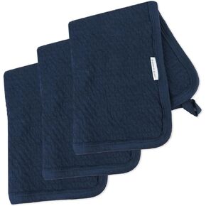 HonestBaby 3-Pack Matelasse Premium Burp Cloths Soft Absorbent 100% Organic Cotton for Infant Baby Boys, Girls, Unisex, White, One Size
