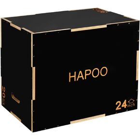 HAPOO Plyo Box 3 in 1 Box Jumps for Home Gym Wooden Plyometric Jump Box for Jumping Conditioning Strength Training - 30x24x20 Inch