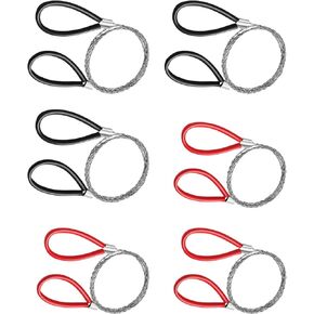Emergency Wire Saw, 6 Pcs Steel Wire Saw Scroll Travel Wire Rope Cable Survival Wire Hand Pocket Rope Chain Saw for Cutting Wood Bone Rubber Plastic