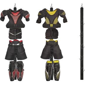 2 قطعة شماعة الهوكي المحمولة المعلقة لتجفيف الرف الرياضي منظم الأشرطة المعلقة مع 5 خطافات الهوكي هدايا للمنزل وفي الهواء الطلق للاستخدام في هوكي الجليد والتزلج على كرة القدم لاكروس والتخييم والصيد in Kuwait