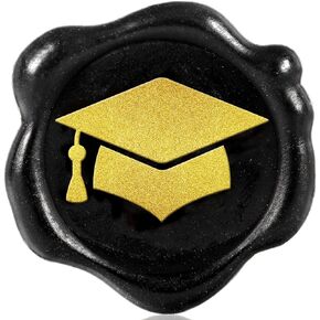 Whaline 50Pcs Graduation Wax Seal Stickers Graduation Cap Envelope Seal Stickers Black Gold 3D Self-Adhesive Embossed Decals for DIY Greeting Invitation Cards Gift Wrapping Supplies