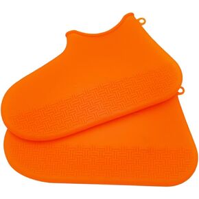 Angoily 1 Pair Safety Overshoes Rain Boot Covers Rain Snow Boots Cover Anti-skid Overshoes Silicone Shoes Case Shoe Protector Shoe Cover Orange Running Shoes Outdoor Shoes Cover