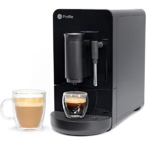 GE Profile Automatic Espresso Machine + Milk Frother | Brew in 90 Seconds | 20 Bar Pump Pressure for Balanced Extraction | Five Adjustable Grind Size Levels | WiFi Connected for Customization | Black