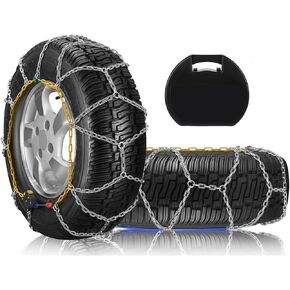 SCITOO HKN100 Snow Chains Quick Easy Installation,Tire Traction Chain For Car Pickup Trucks SUV,Adjustable Universal Emergency Anti-Skid Thickening Tire Chains Width 205 215 225(15"16"17"18")-Set of 2