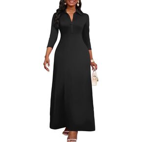 MarryUP Maxi Dresses for Women Casual V Neck 3/4 Sleeve Bodycon Long Maxi Party Holiday Dresses Semi Formal Outfits in Saudi Arabia