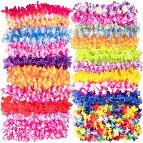 Crazy Games 50 Count Hawaiian Leis Necklace for Luau Party Decorations I Tropical Party Decor Supplies | Colorful Flower Summer Necklace for Beach Party