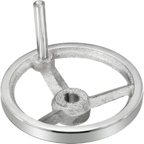 PATIKIL 120mm/4.72 Inch Diameter 12mm ID Rotary Handwheel, 1 Pack Cast Iron Chrome Plated with Handle for Many Types of Milling Machines and Lathes, Silver Tone